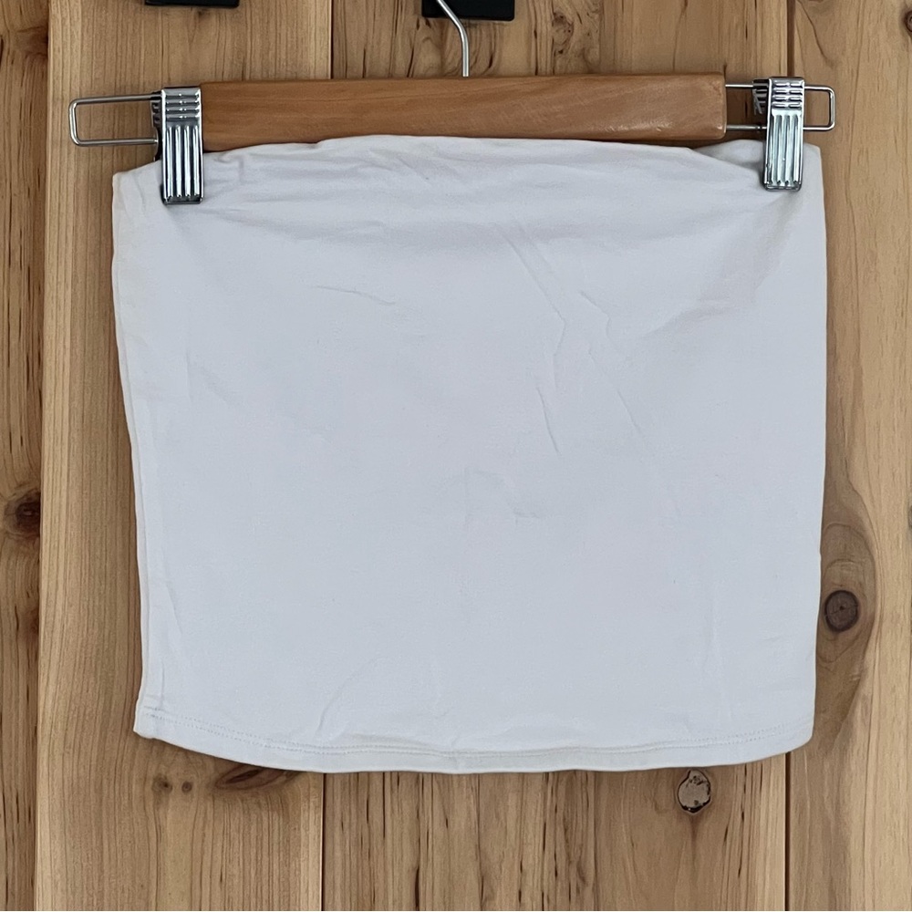 Garage White Strapless Tube Top Crop